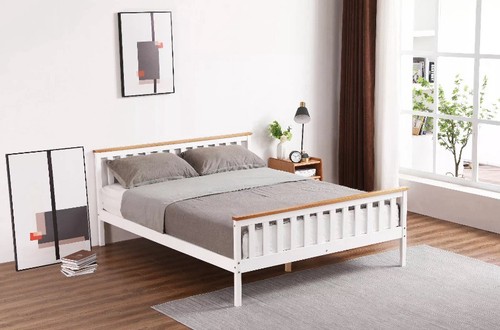 White modena wooden bed - white,