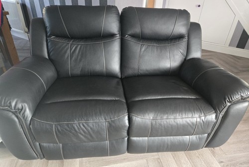 Black leather 2 seater - &,