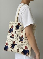 Paddington Bear Tote Bag Reusable Beige Canvas Travel Shopping Womens Gift 