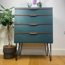 Austinsuite Mid-Century Chest of Drawers –  Fusion Homestead Blue, Hairpin Legs