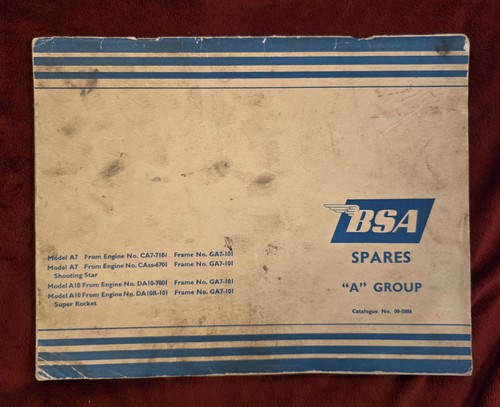 Bsa spares catalogue group - catalogue, a