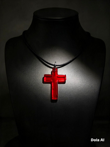 Red cross charm pendant - red,