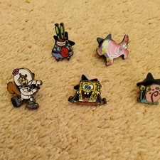 Universal Studios SpongeBob Patrick Gary Mr. Krabs Sandy Character 5 Pin Set
