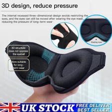 Soft Padded Sleep Mask 3D Eye Blackout Luxurious Eye Cover Travel Blindfold UK