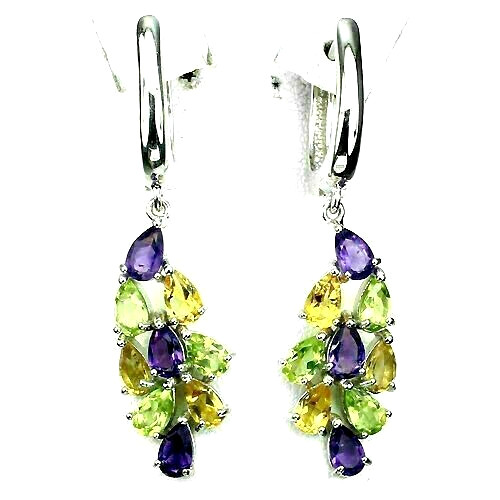 Silver earrings peridot - silver,