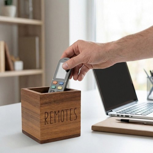 Remote control holder wood - control,