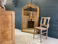 Large Arched Top French Overmantel Wall Mirror, 19th Century.