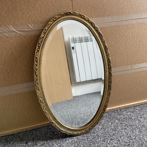 Vintage mirror oval gold - oval, edge