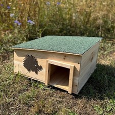Wooden Hedgehog House & Hibernation Shelter Feeding Station with 2 Chambers