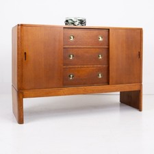 English Oak Modernist Art Deco Sideboard Cabinet 1930