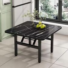 Small Foldable Table Portable Coffee Dining Desk Marble Effecrt Metal Frame UK
