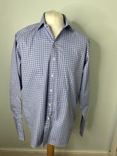 T.M. LEWIN MENS 100% COTTON CHECKED CUFFLINK CUFF SHIRT SIZE 16.5