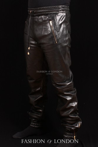 Men jogger black - black, lambskin