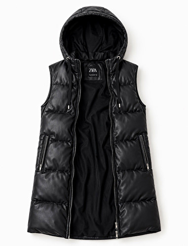 Zara black hooded faux leather - hooded,