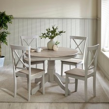 Bude 106cm Round Wooden Dining Table & 4 Millford Chairs Farmhouse