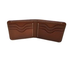 Handmade Leather Wallet for Men – Genuine Cowhide, Rustic Stitching, Gift Idea