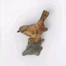 Vintage Brown Wren On Branch Figurine Ornament 3.5" Tall