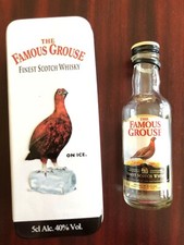 FAMOUS GROUSE MINATURE WHISKY TIN & BOTTLE EMPTY Collectable ATTIC FIND R328