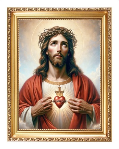 The sacred heart jesus - heart, gold