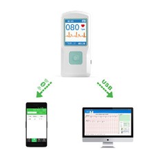 Portable ECG EKG Machine with USB,Heart Beat Monitor,Bluetooth,LCD color screen
