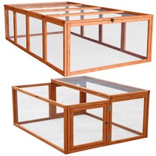 Wooden Run Rabbit Guinea Pig Chicken Duck Ferret Puppy Pet Enclosure Roof Hutch