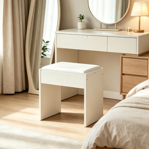 Padded vanity dressing stool - vanity,