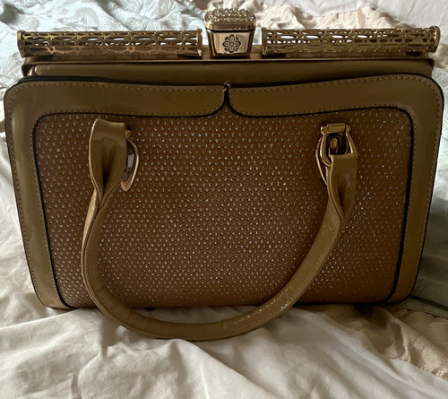 Moda beige patent faux - patent, leather