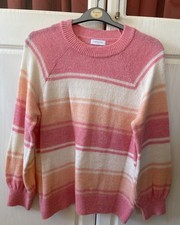 Papaya Size L 14-16 Pink Mix Woman’s Striped Wide Sleeve Jumper 17% Wool