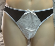 Men’s CD TV White Lacey Pants Knickers Panties Briefs One Size 32”/34” Waist
