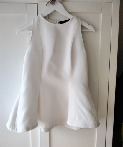 Zara white round neck - white,