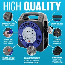 4 WAY 25M CABLE EXTENSION REEL