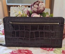 Fabulous large deep purple faux croc pattern clutch/travel wallet