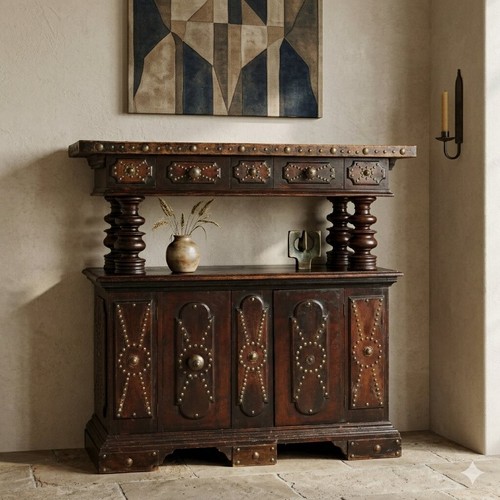 Antique cupboard with upper - cupboard,
