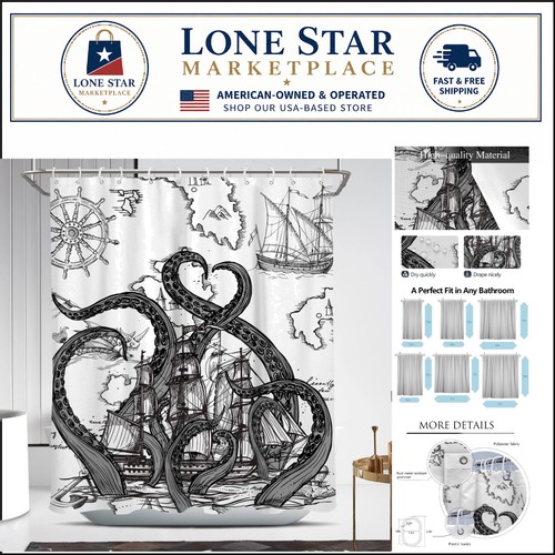 Gothic octopus shower curtain - octopus,