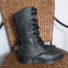 Dr Martens Aimilita Triumph 1914 Green Leather Tartan Lined Fold Down Boots Uk 4