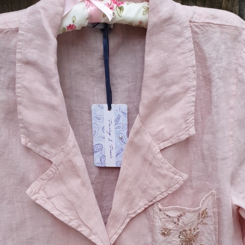 Paisley pearls linen - linen, blouse