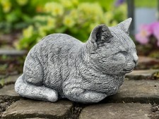 Stone sleeping cat statue