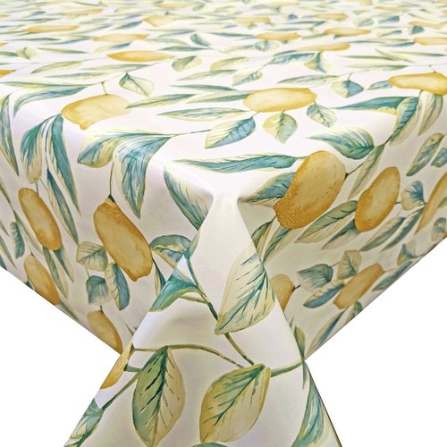 Leafy lemons yellow teal - teal, green