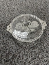 Glass Cake Stand with Swans