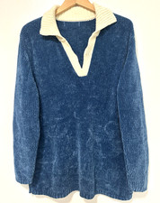 L/XL Vtg 90s Y2K Blue Collared