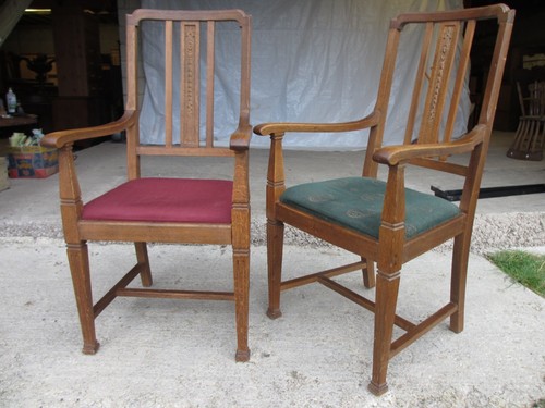 Pair edwardian oak - arts, &