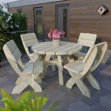 Wooden Outdoor 4 Seat Dining Furniture Set - Chunky Pressure Treated Timber