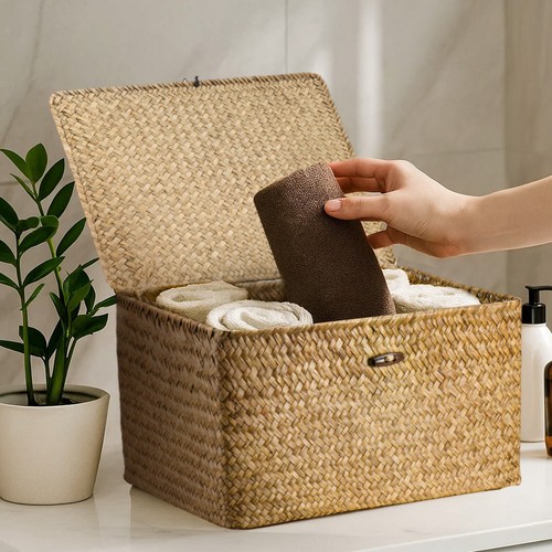 Seagrass storage hamper with - hamper,