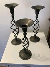 Trio of Black Metal Candle