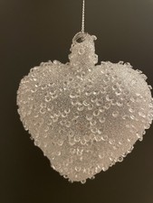 Frosted Glass Heart Christmas Tree Bauble Hanging Decoration Ornament Made