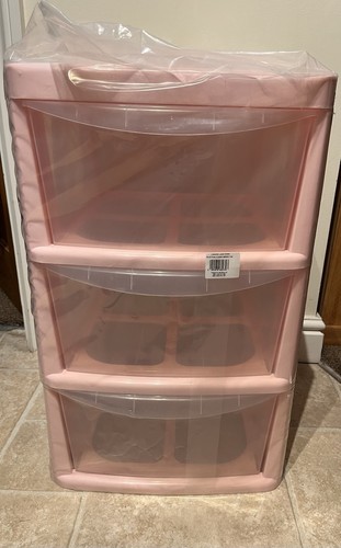 Pink plastic storage drawers - pink,