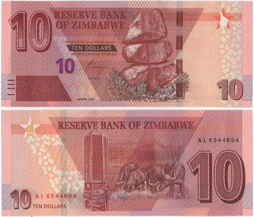 Zimbabwe dollars 2020 - 10,
