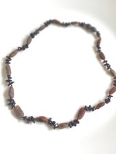 Adult Genuine Baltic Amber Beads Stone Necklace Dark Raw Grey 43cm