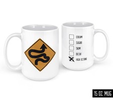 Winding Road Sign Funny Coffee Mug Race Car Track Day Tuner Motorcycle 15 oz 