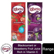 Ribena Blackcurrant or Strawberry Fruit Juice Rich in Vitamin C, 24cartonx250ml